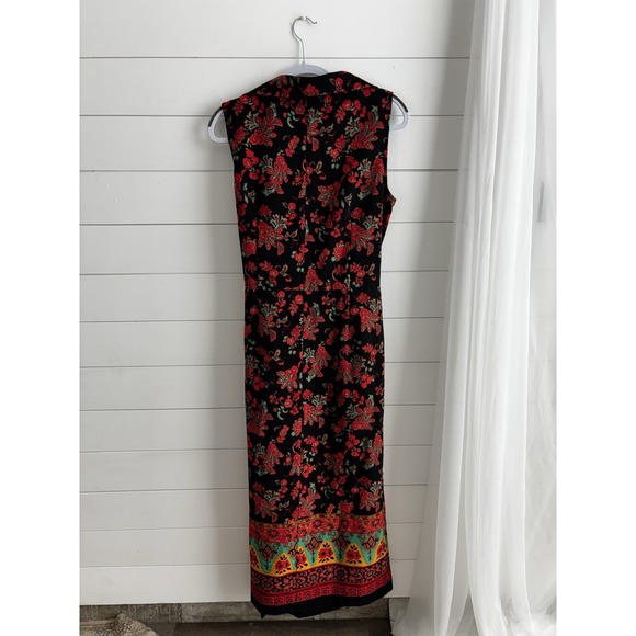 Sag Harbor‎ Womens Wrap Dress Black Red Floral Pointed Collar Size 12 Tall 0304 - Picture 8 of 12